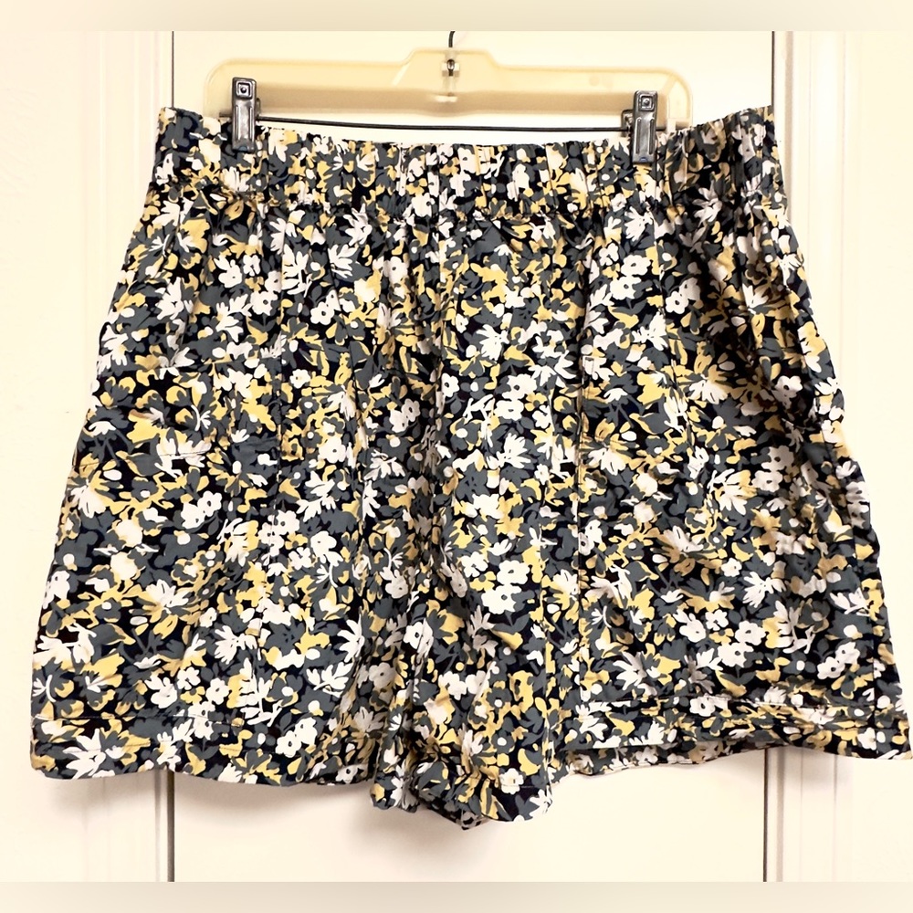 Yellow, black, and gray shorts